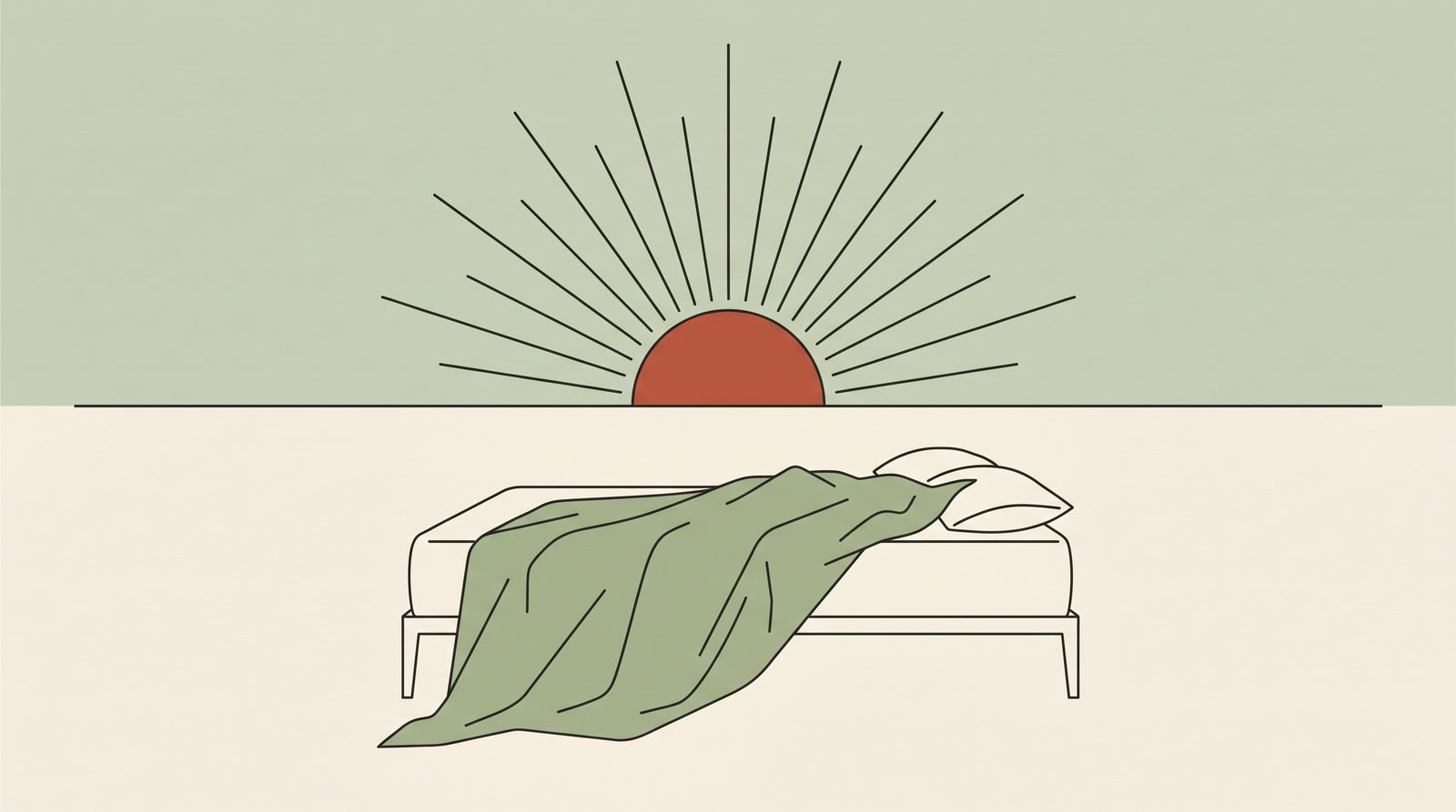 Sunrise over an empty bed, covers thrown back