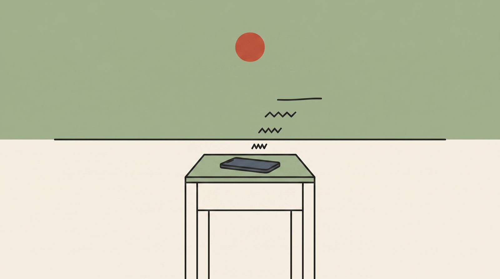A phone face-down on a table, the noise fading