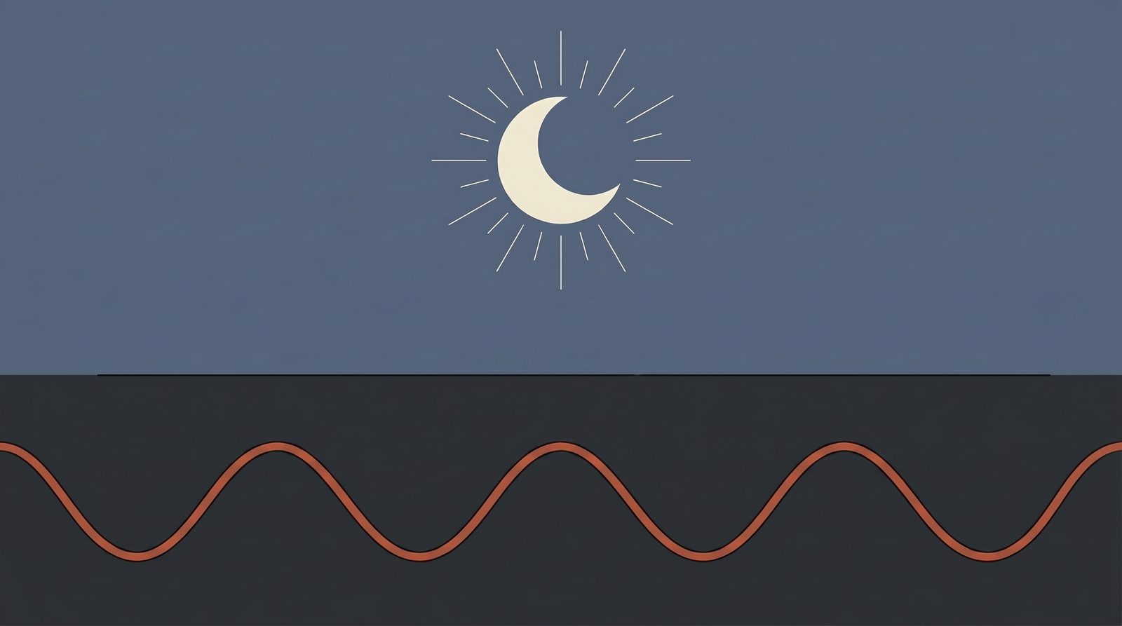 A calm steady wave under the night sky, the rhythm of deep sleep